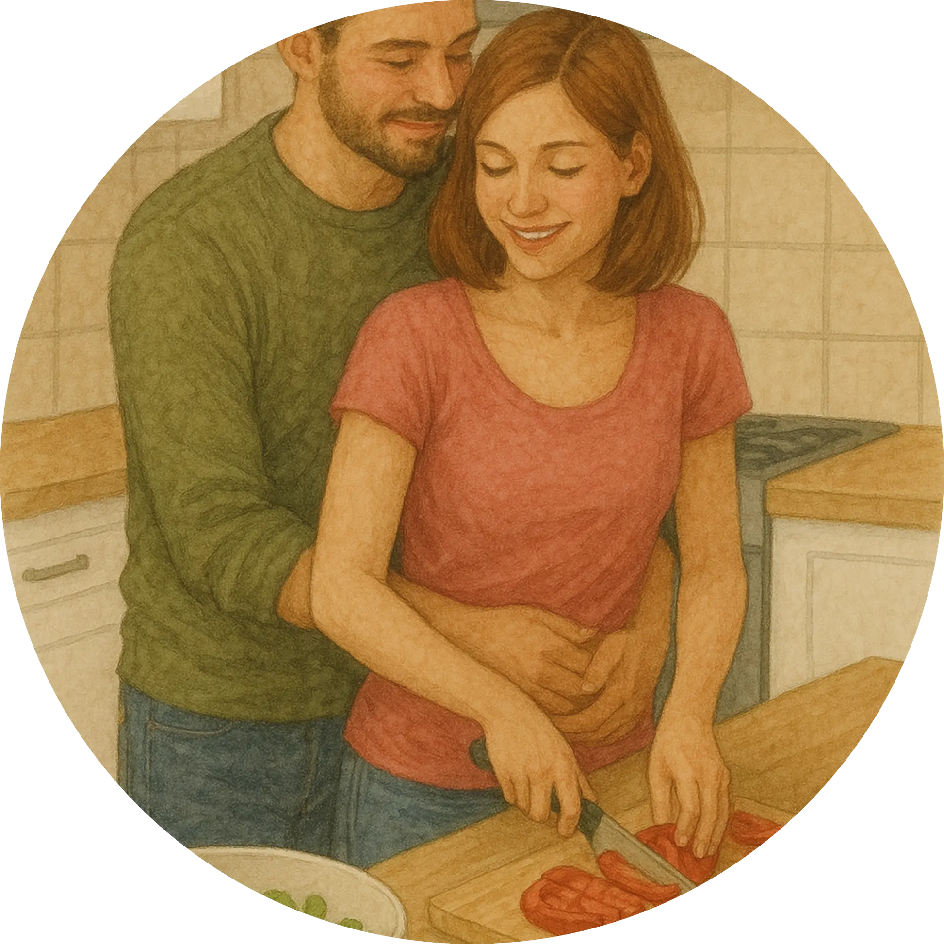 Tortenaufleger Romantik – Essbares Fondantbild (Erwachsene, rund ∅ 20 cm) - Tisch&Torte