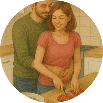 Tortenaufleger Romantik – Essbares Fondantbild (Erwachsene, rund ∅ 20 cm) - Tisch&Torte