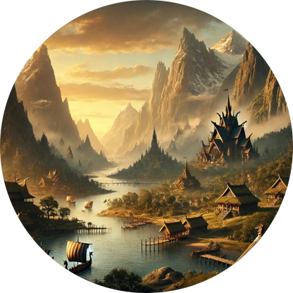 Tortenaufleger Nordische Mythologie – Essbares Fondantbild (Erwachsene, rund ∅ 20 cm) - Tisch&Torte