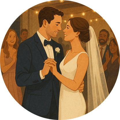 Tortenaufleger Hochzeit, Verlobung & zum Hochzeitstag – Essbares Fondantbild (Erwachsene, rund ∅ 20 cm) - Tisch&Torte