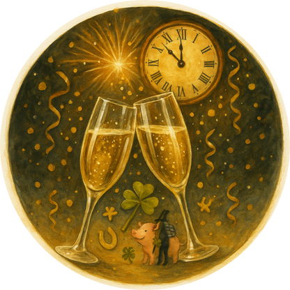 Tortenaufleger „Silvester“ – Essbares Fondantbild (rund ∅ 20 cm) Mein Shop