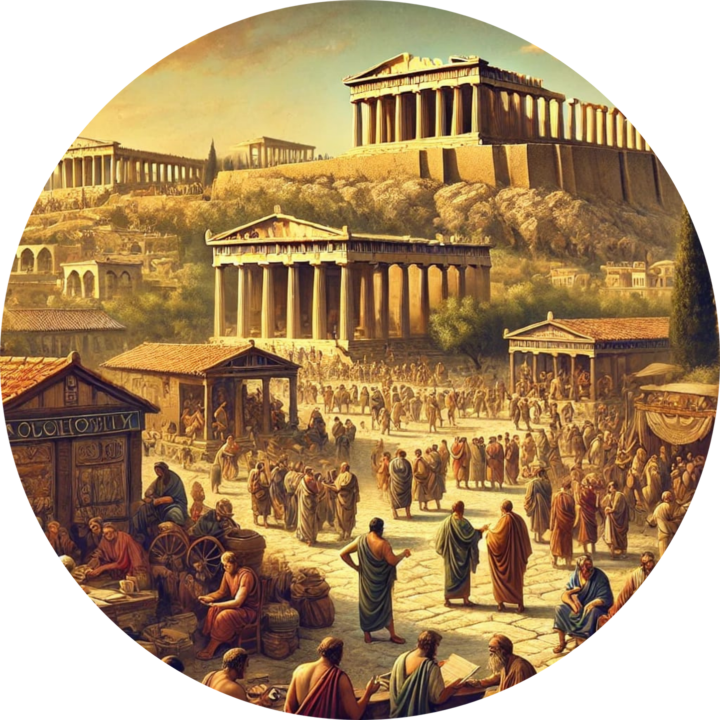 Akropolis mit Panoramablick auf ein historisches Stadtszenario