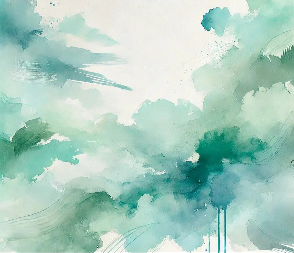Sanfter Aquarellhintergrund in Blau- und Grüntönen – ideal als dezente Basis für florale Aufleger