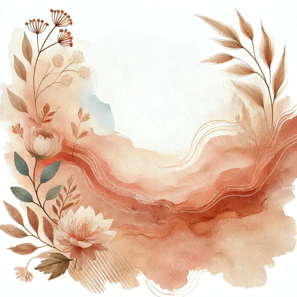 Natur-inspiriertes Aquarelldesign in warmen Erdtönen mit Blumen und zarten Linien