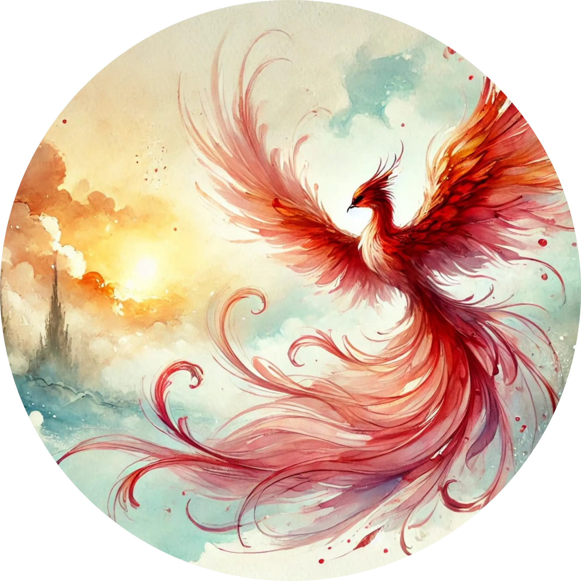 Phönix in feurigem Aufstieg mit ausgebreiteten Flügeln