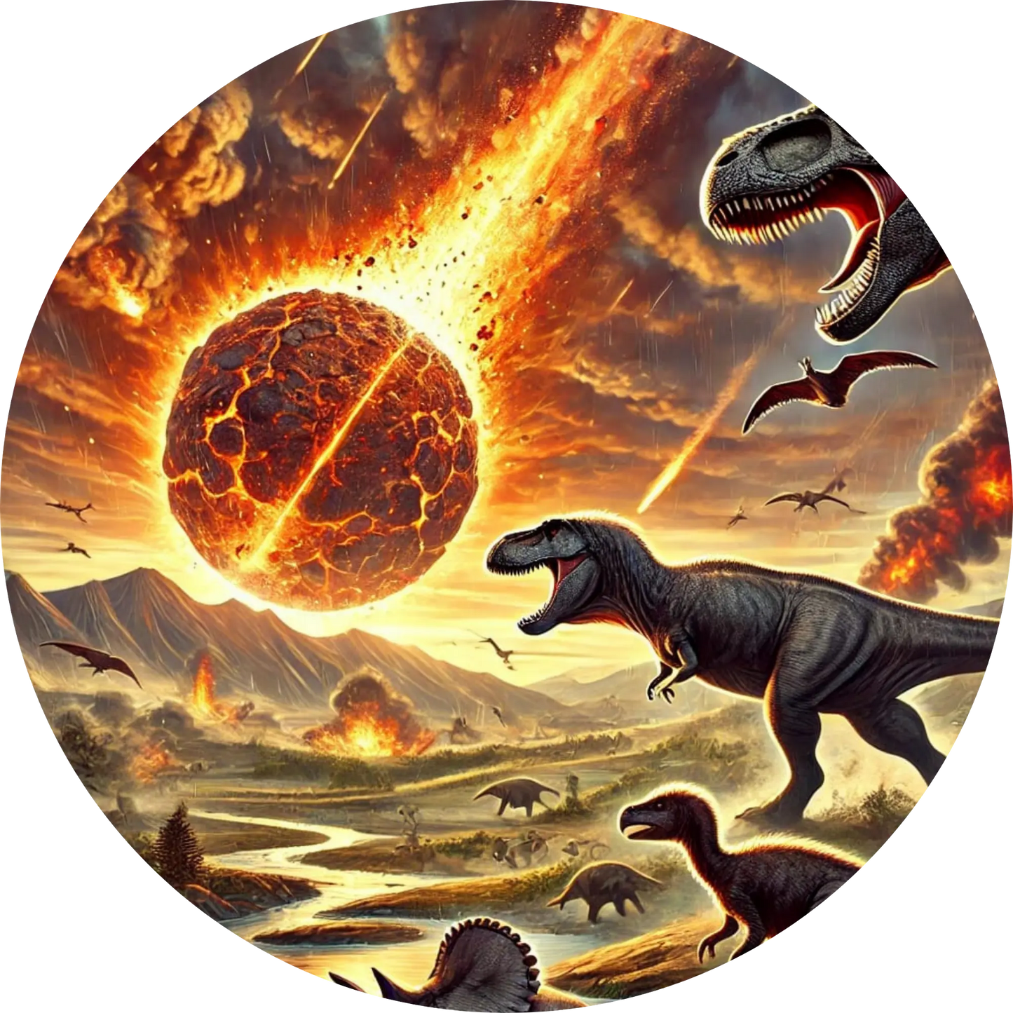 Weltuntergang mit Asteroid und panischen Dinosauriern
