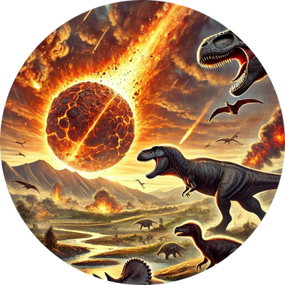 Weltuntergang mit Asteroid und panischen Dinosauriern