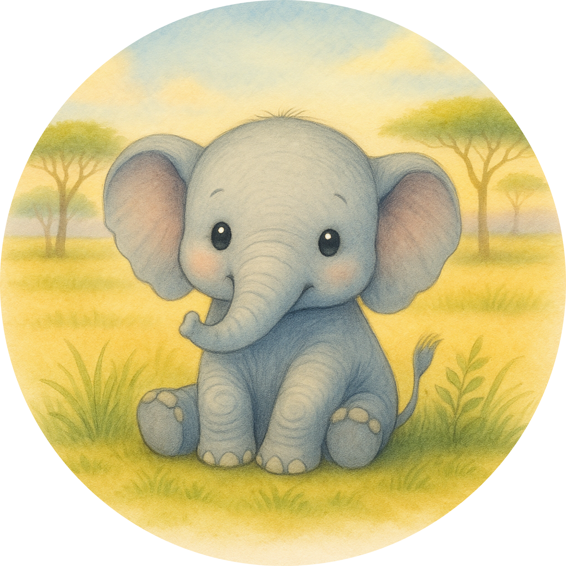 Blauer Baby-Elefant mit großen Ohren