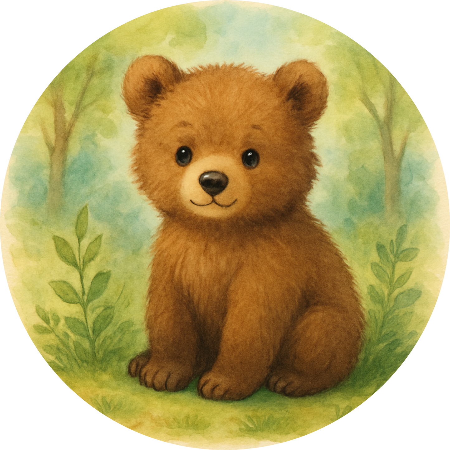 Braunbärbaby mit flauschigem Fell, freundlich blickend