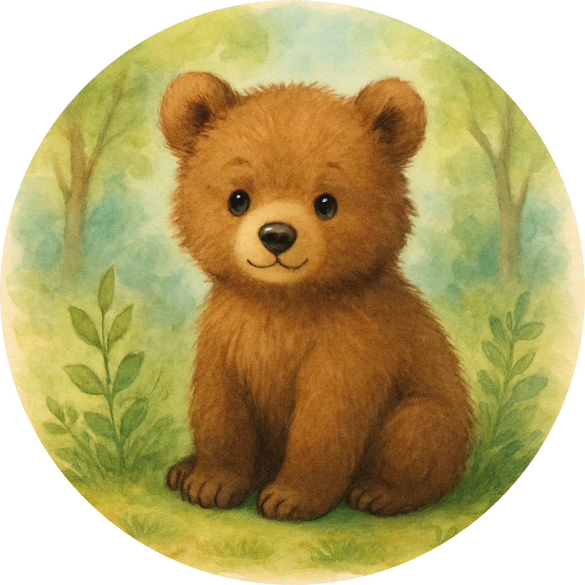 Braunbärbaby mit flauschigem Fell, freundlich blickend