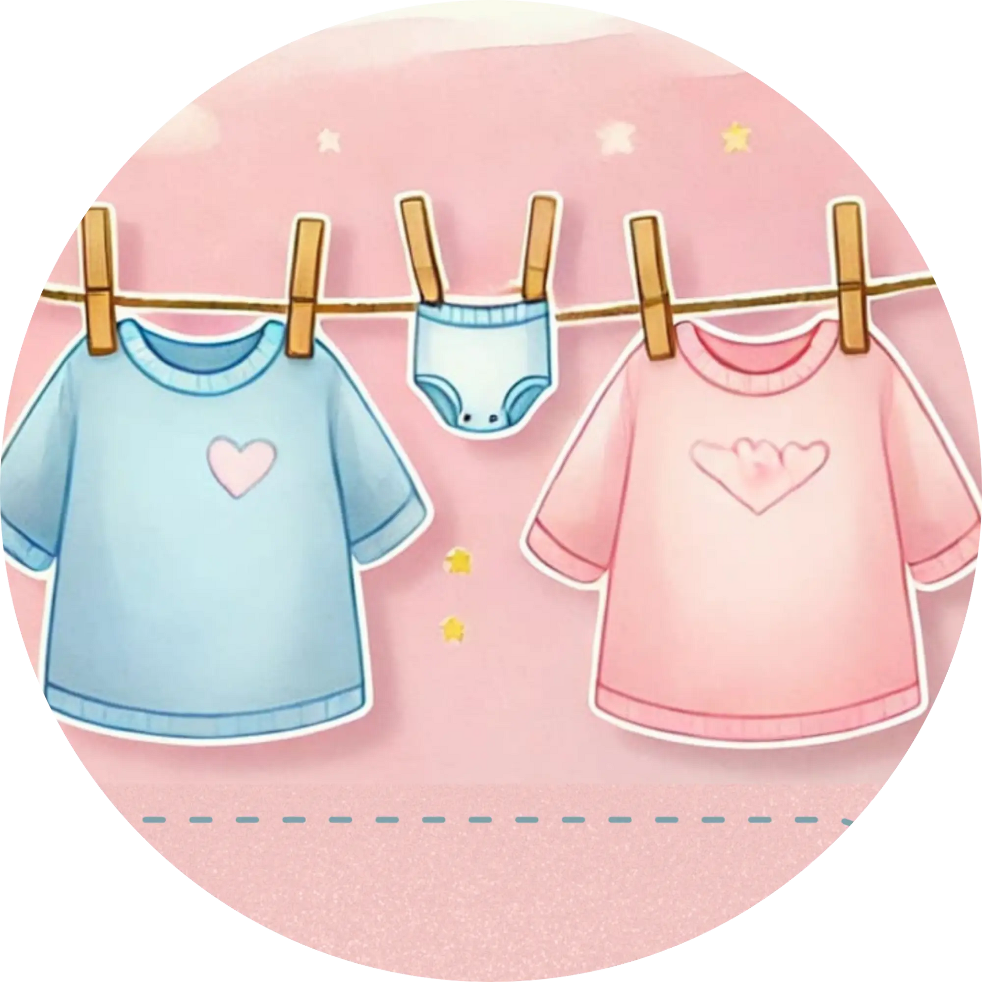 Rosa und blaues Babyhemd auf der Leine – liebevolles Motiv zur Babyankündigung
