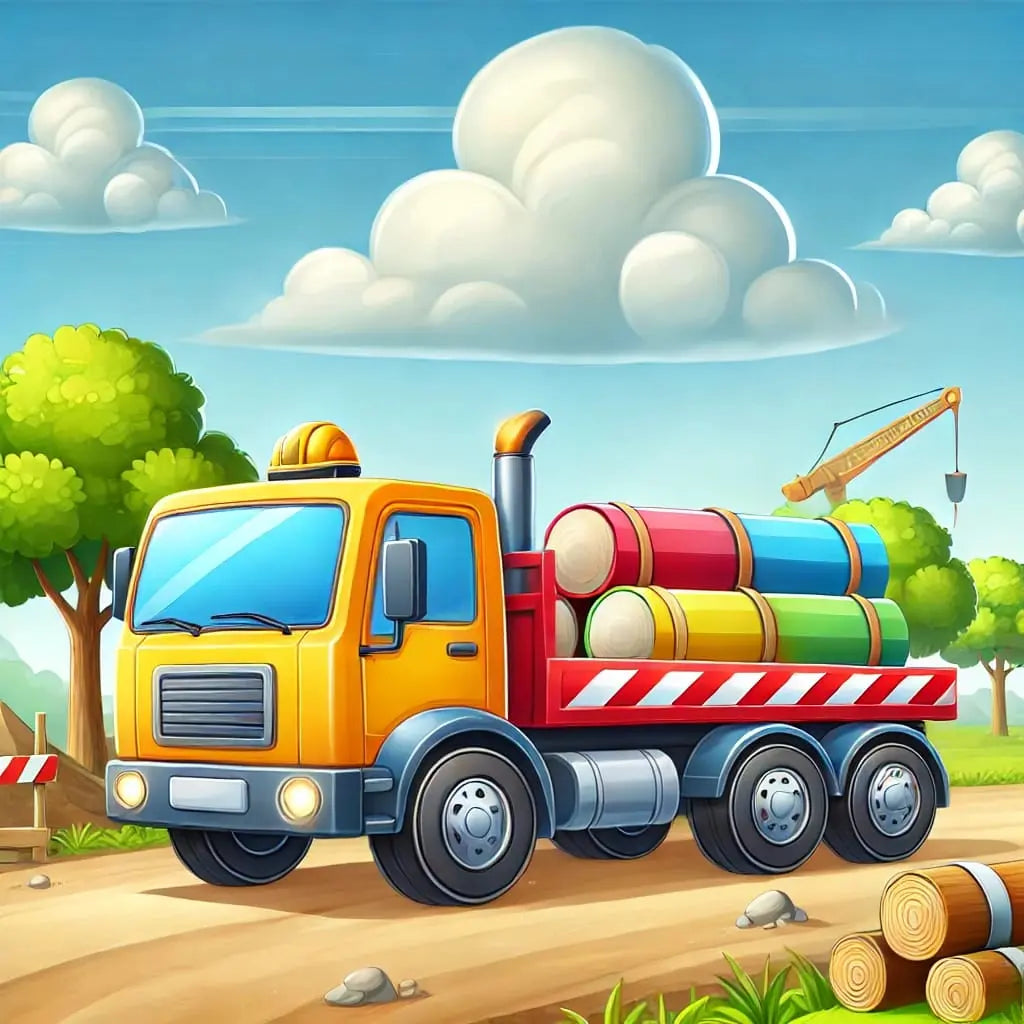 Bunter Tankwagen steht auf einer sonnigen Wiese bei blauem Himmel.