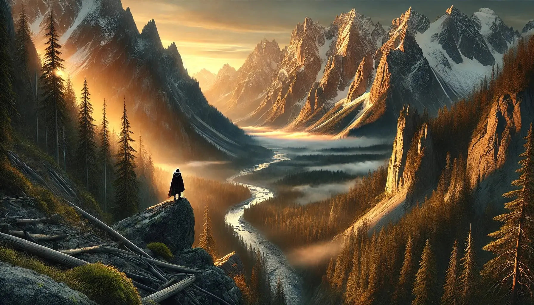 Gebirgslandschaft mit dramatischen Felsen und Schluchten