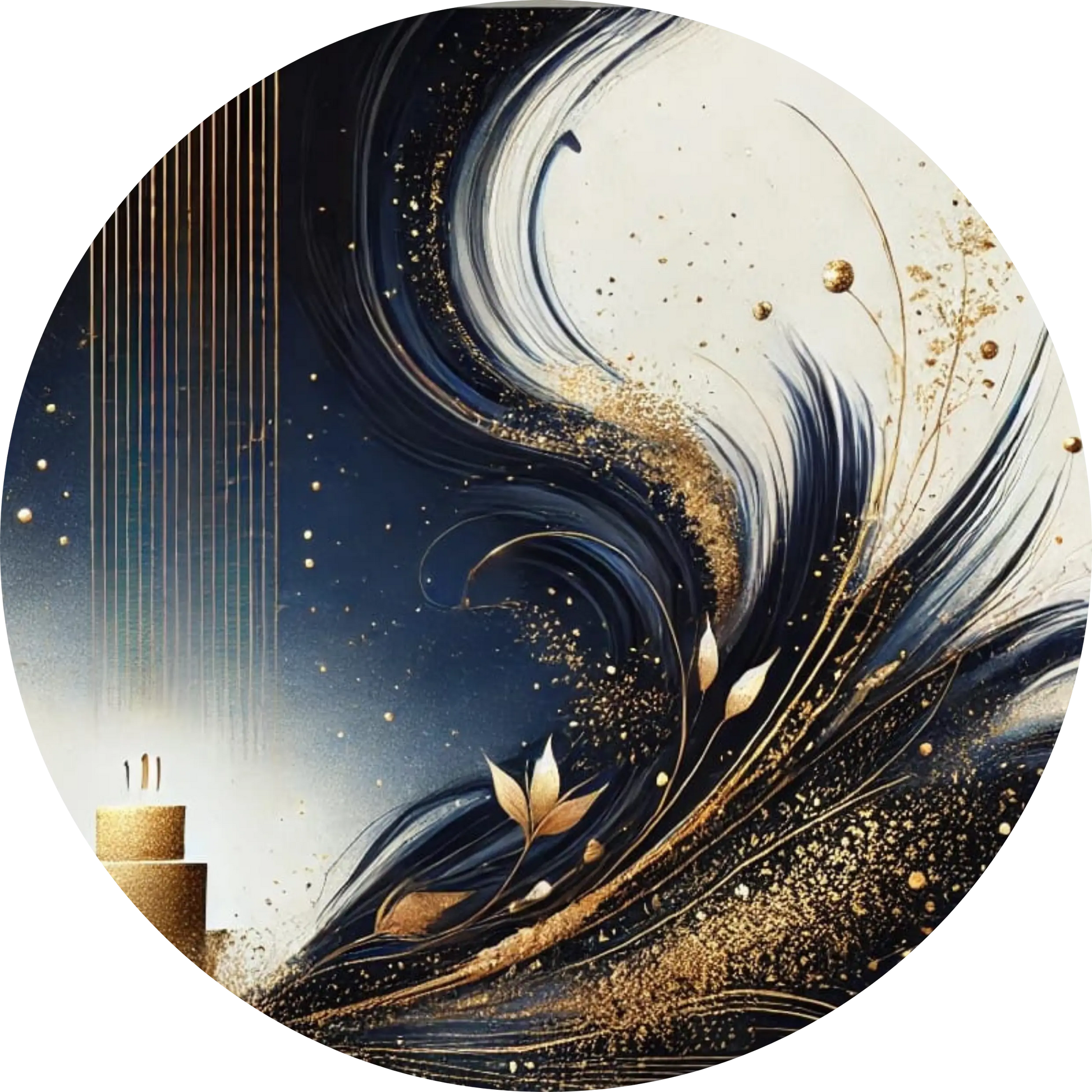 Schwarzer Hintergrund mit fließendem Gold und Pinselstruktur