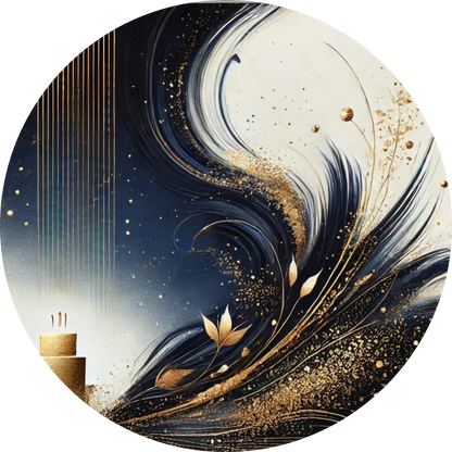 Schwarzer Hintergrund mit fließendem Gold und Pinselstruktur