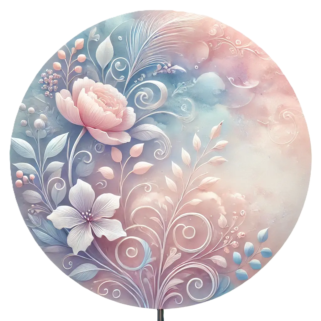 Blumenmuster in Rosa und Blau mit Aquarellstruktur und sanftem Farbverlauf