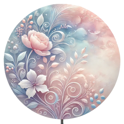 Blumenmuster in Rosa und Blau mit Aquarellstruktur und sanftem Farbverlauf