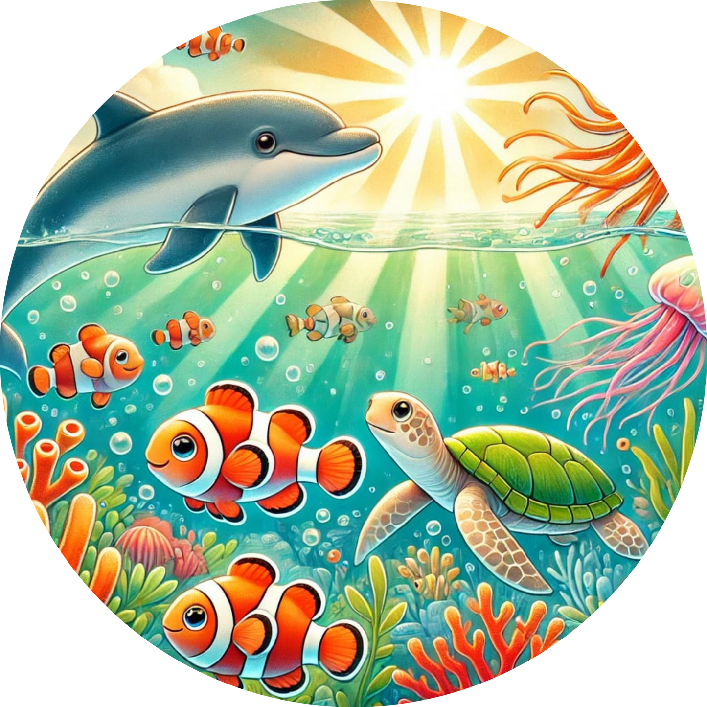 Bunte Unterwasserwelt mit vielen Clownfischen