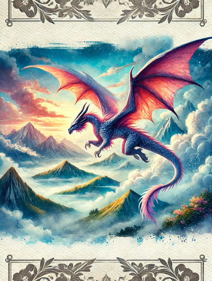 Bunter Drache mit goldenen Details – dynamisch und kraftvoll dargestellt