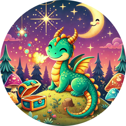 Niedlicher grüner Baby-Drache mit Zauberstab und Buch