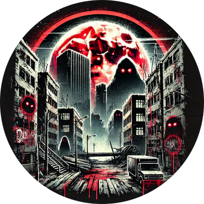 Cyberpunk-Stadt bei Nacht mit düsterer Atmosphäre und Neonlichtern
