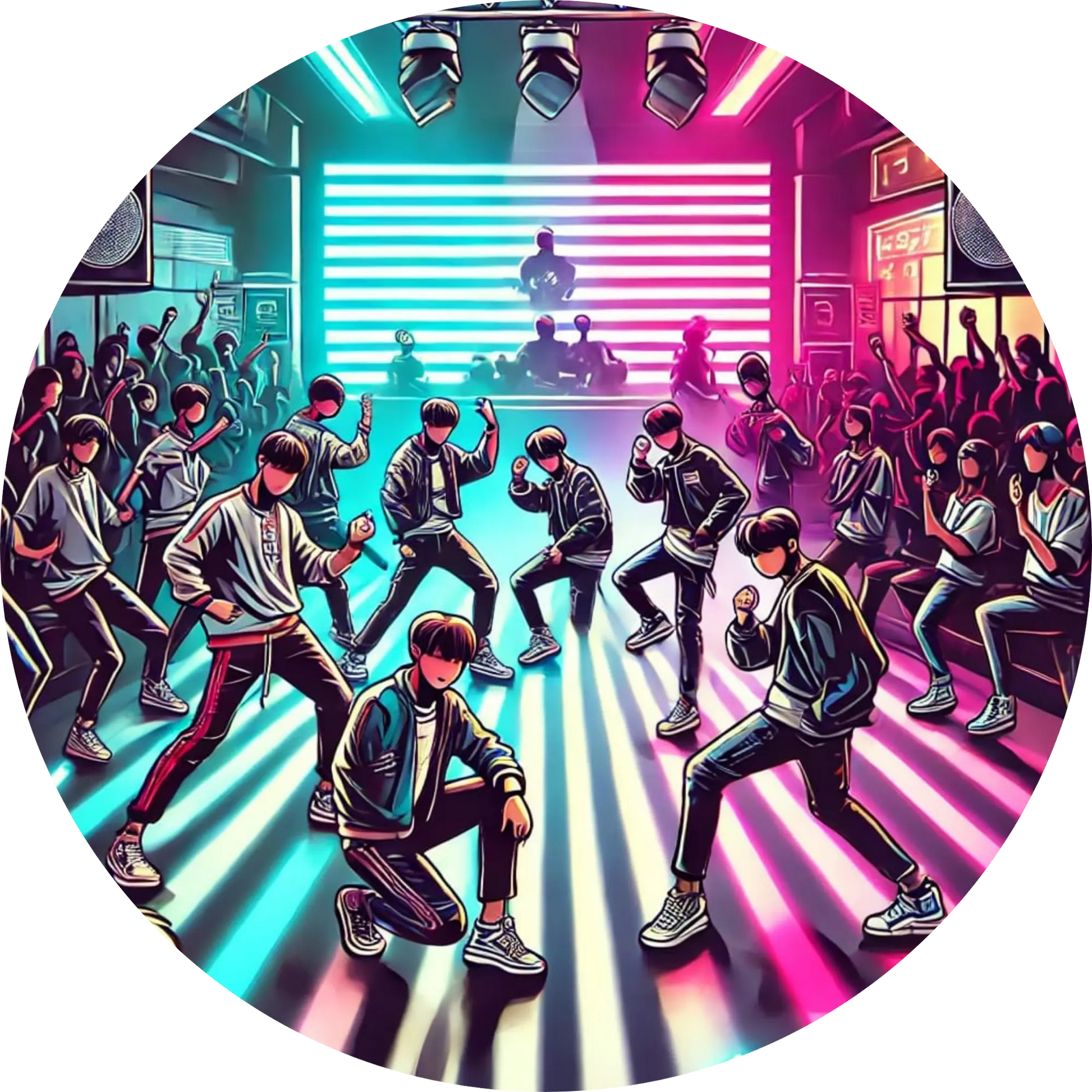 Neonfarbenes Tanzbattle mit energiegeladener K-Pop-Performance
