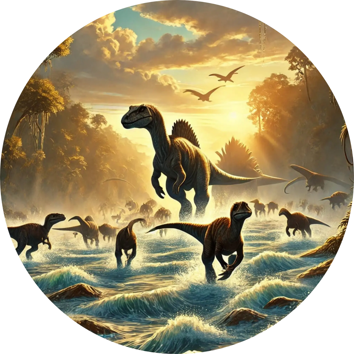 Silhouetten von Dinos bei Sonnenaufgang – episch inszeniert