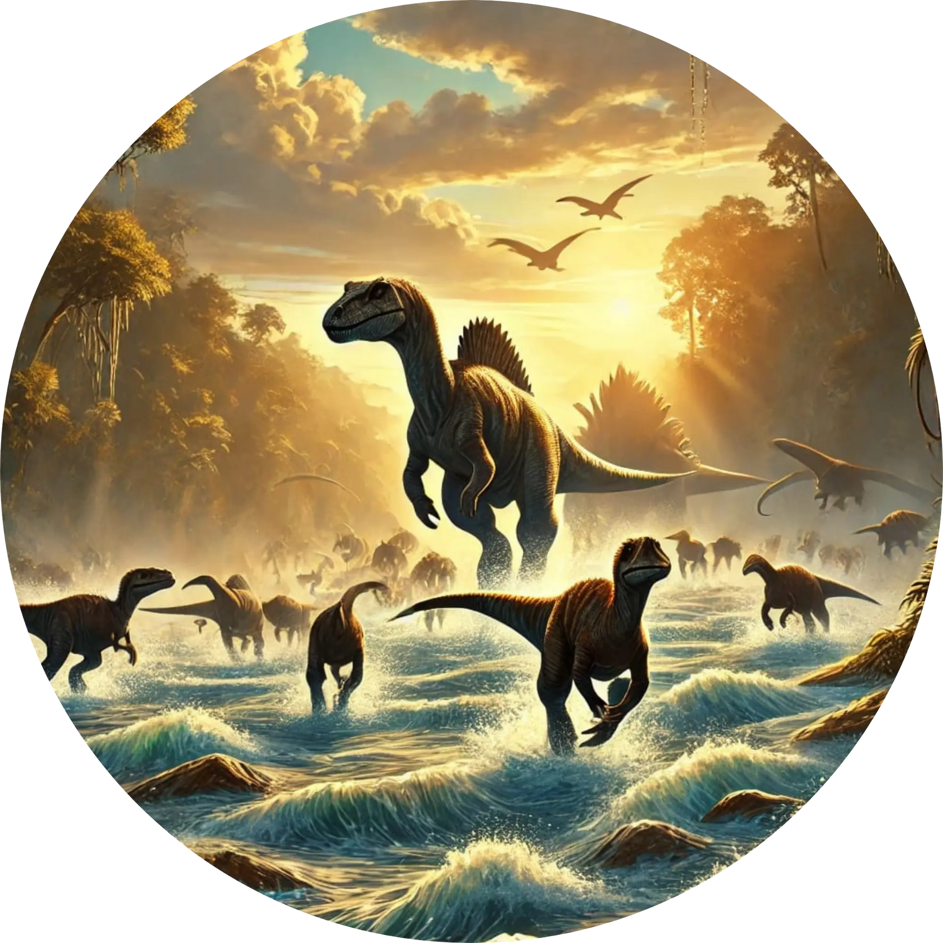 Silhouetten von Dinos bei Sonnenaufgang – episch inszeniert