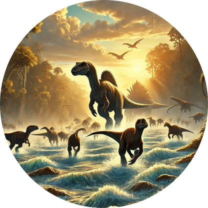 Silhouetten von Dinos bei Sonnenaufgang – episch inszeniert