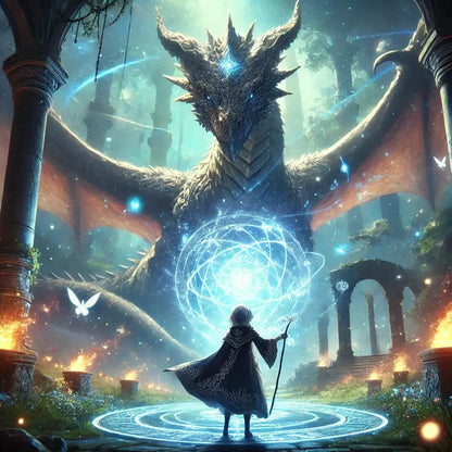 Eine Figur mit Kapuze steht auf einem Hochhaus in einer futuristischen Stadtlandschaft bei Nacht.