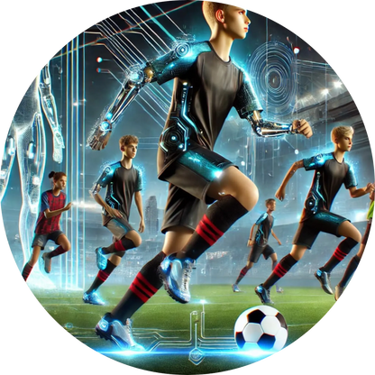 Team spielt Fußball im Stadion, sportlich und motiviert