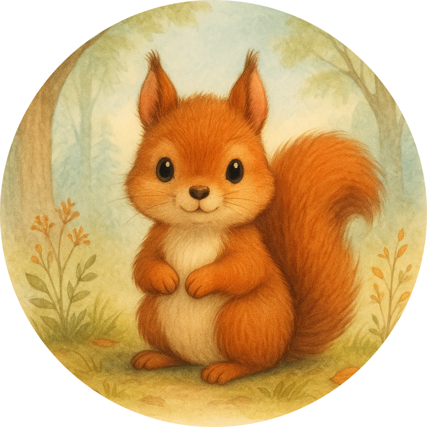 Eichhörnchen mit rotem Fell, Pfoten vor der Brust