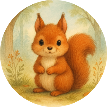 Eichhörnchen mit rotem Fell, Pfoten vor der Brust