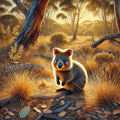 Zwei Quokkas in australischer Steppe, liebevoll nebeneinander