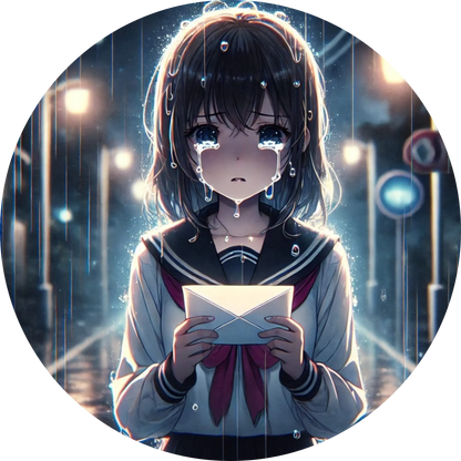 Manga-Schülerin liest emotionalen Brief mit Tränen in den Augen