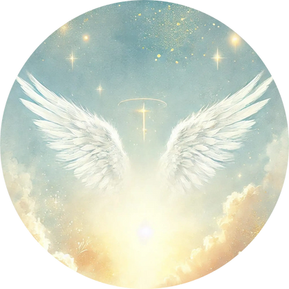 Engelsflügel mit goldenem Kreuz in hellem Licht – spirituelles Symbol