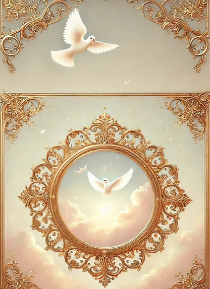 Hostie in goldener Sonne mit barocker Umrahmung – feierliches Motiv zur Eucharistie