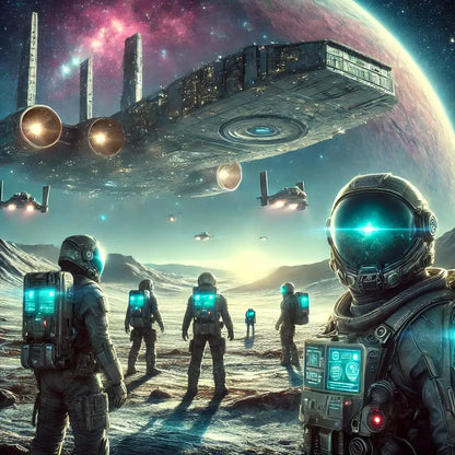 Raumstation mit Menschen in Raumanzügen – realistische Darstellung.