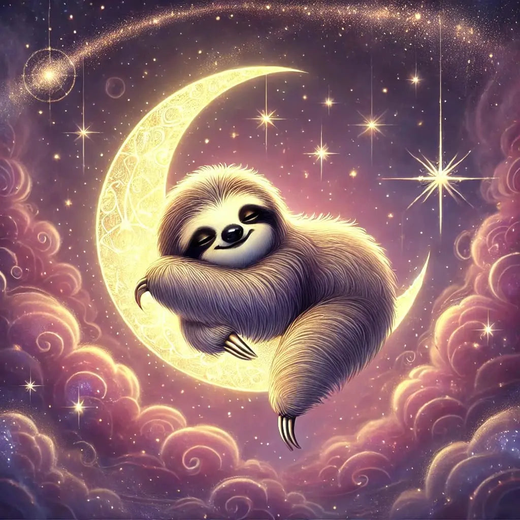 Faultier schwebt im Mondschein auf einer Wolke – träumerisch & mystisch