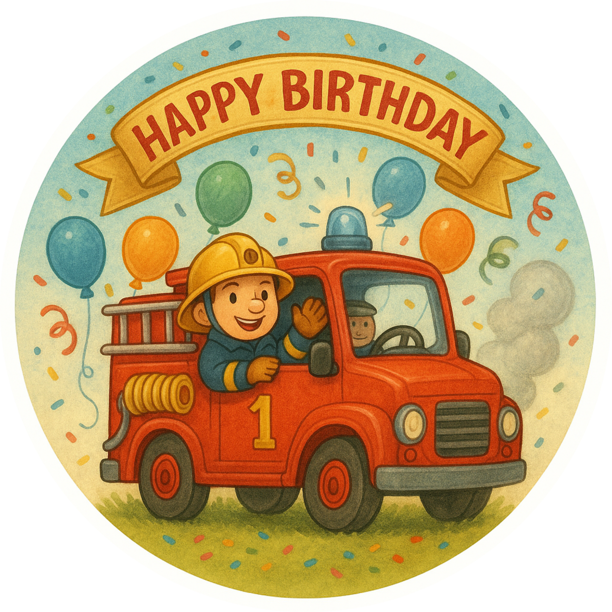Feuerwehr Design Kindergeburtstag mit Happy Birthday Banner