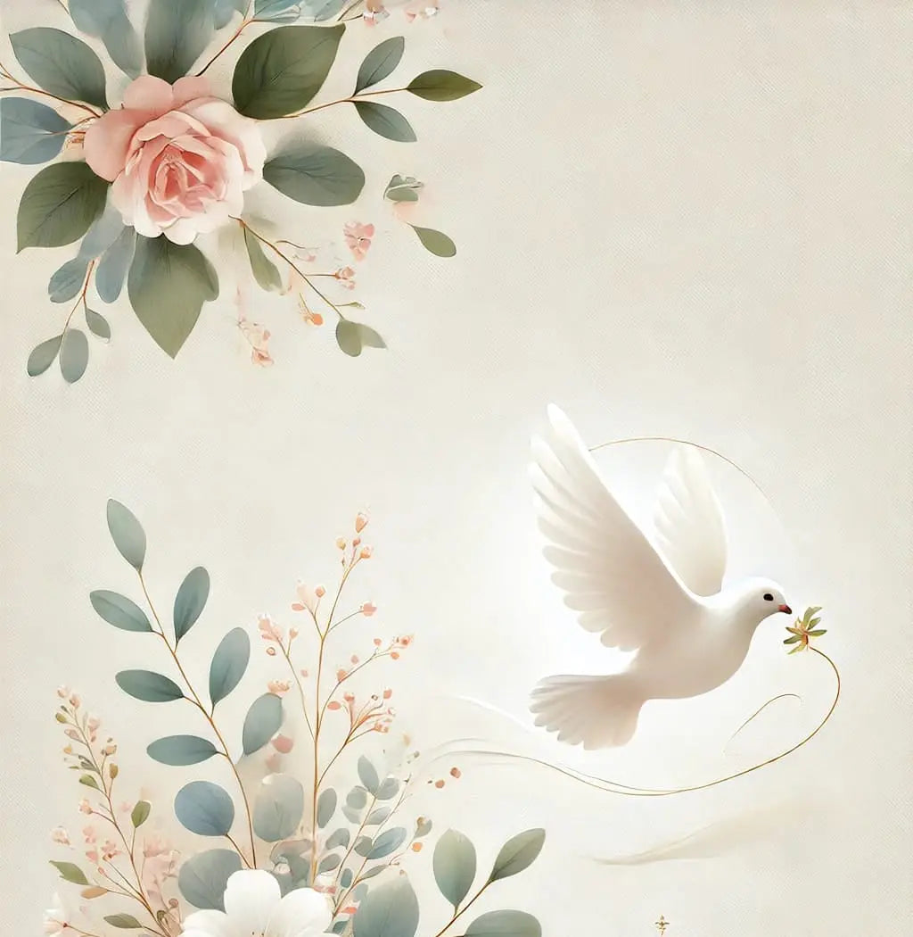 Minimalistisches Blumendesign mit Blättern – neutral einsetzbar zur Konfirmation oder Kommunion