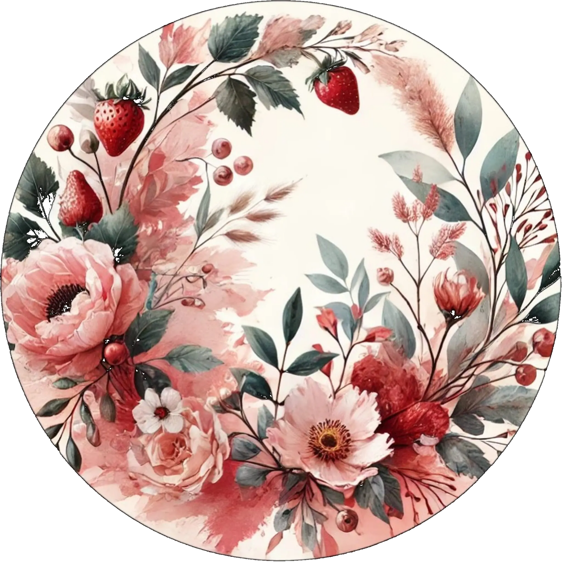 Florales Motiv in Altrosa und Beige auf dunklem Hintergrund