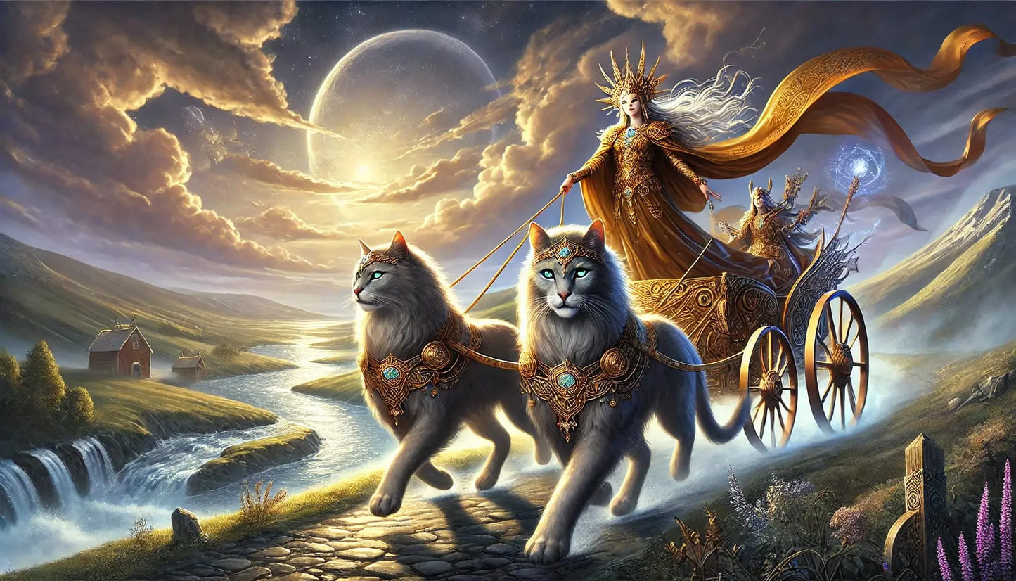 Streitwagen mit nordischen Kriegern – dramatische Szene bei Vollmond.