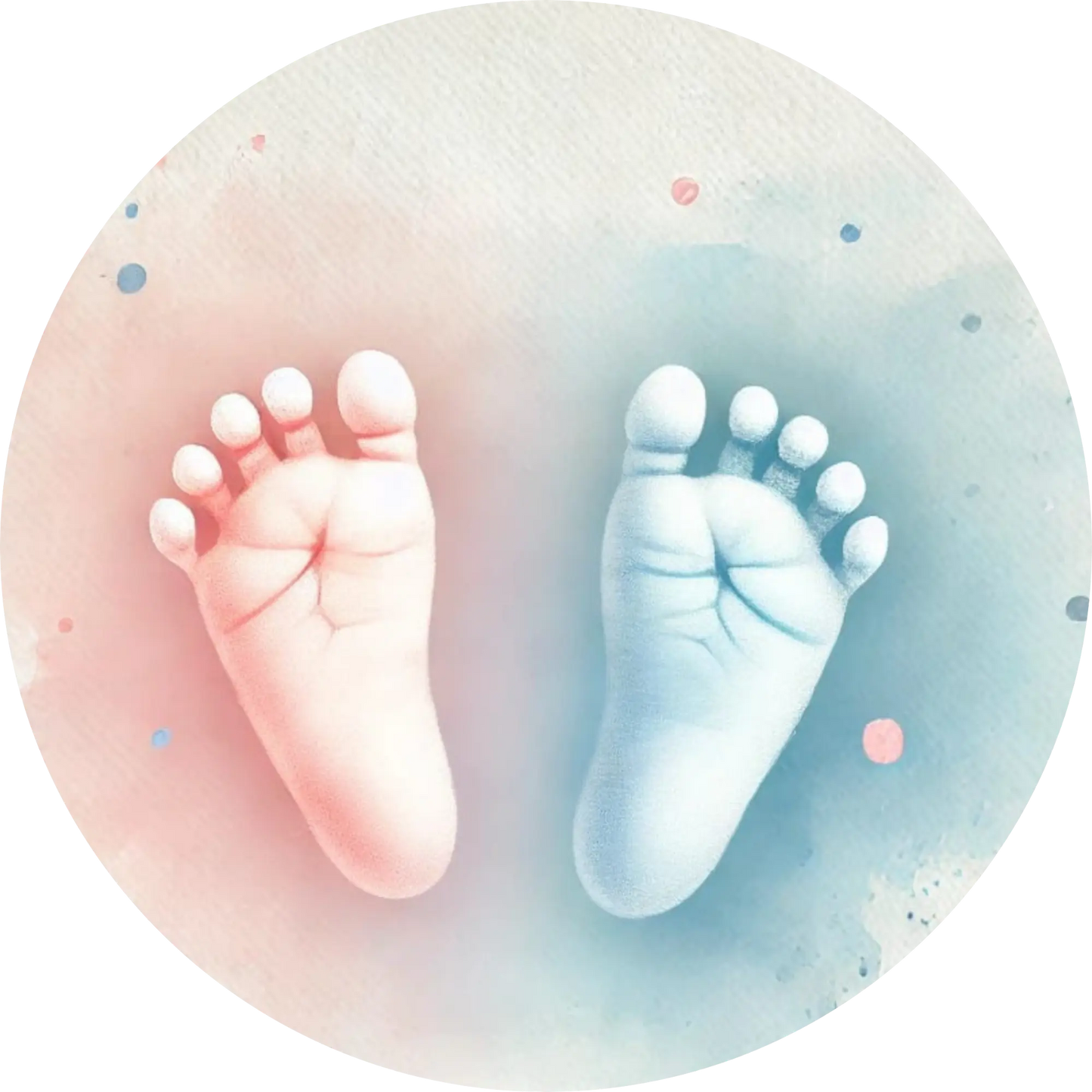 Rosa und blauer Fußabdruck – Gender Reveal in Aquarelloptik