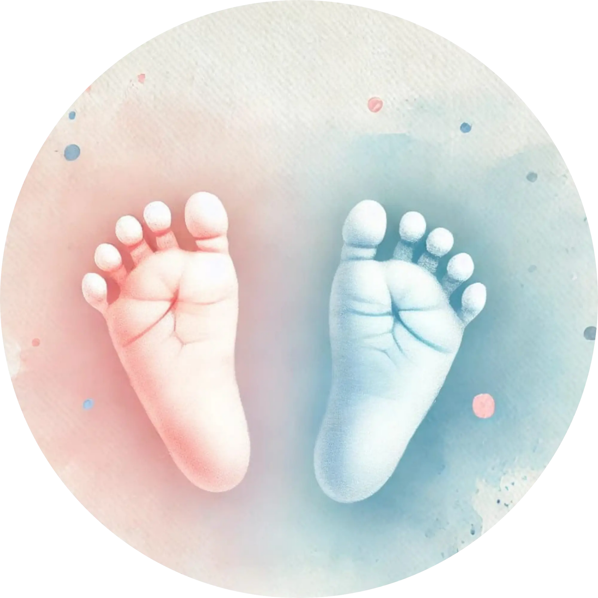 Rosa und blauer Fußabdruck – Gender Reveal in Aquarelloptik