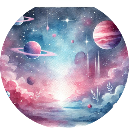 Stilvolle Galaxieszene mit verschiedenen Planeten