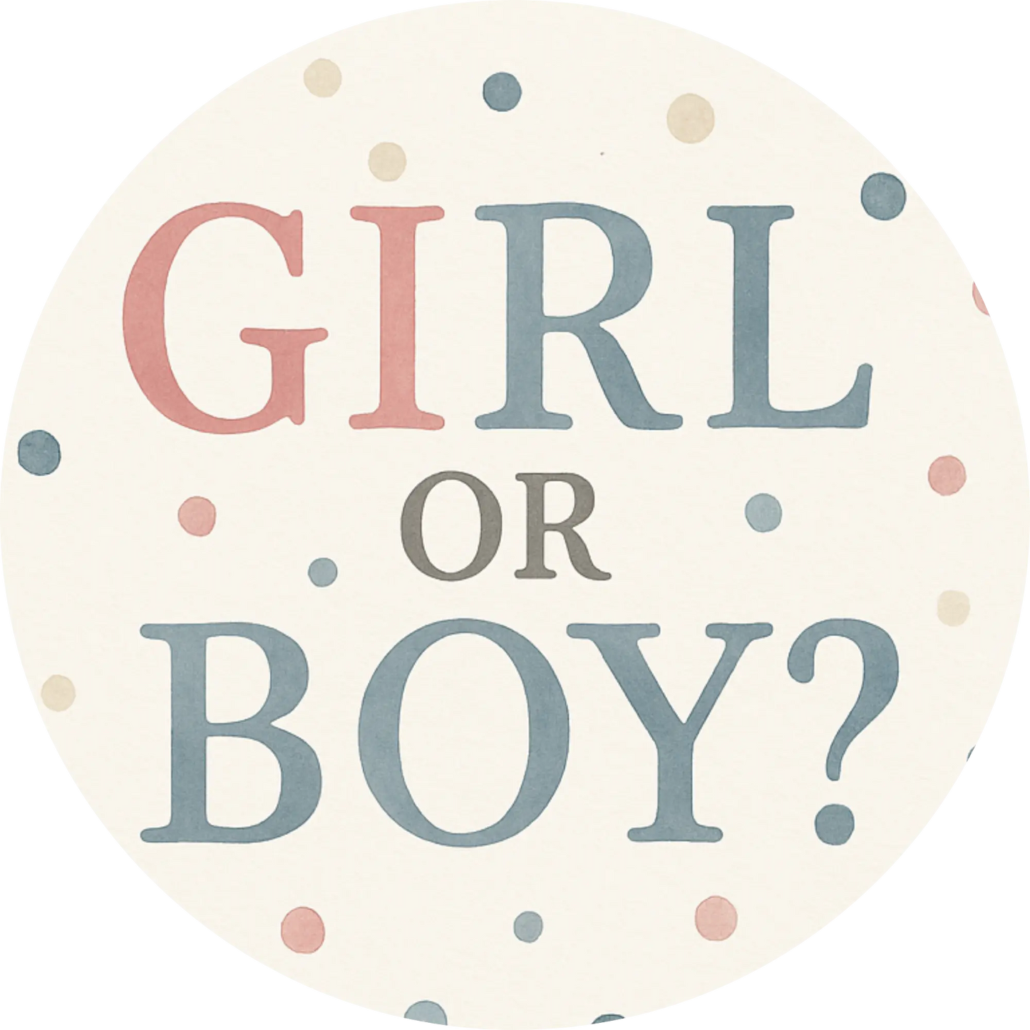 Schriftzug „Girl or Boy?“ in Beige – neutrales Design für Gender Reveal