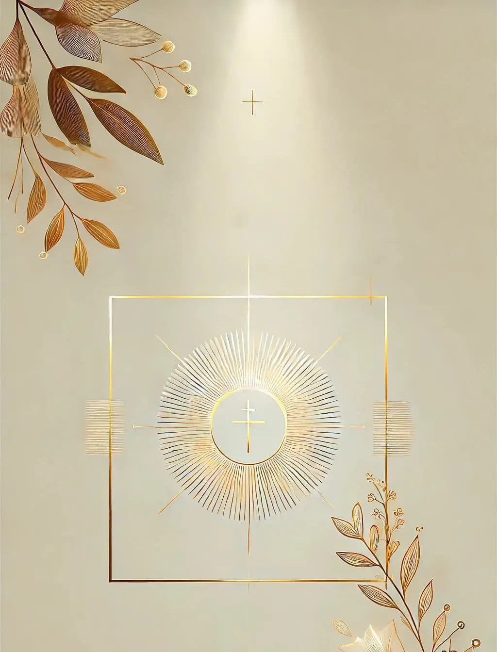 Symbolische Darstellung der Hostie mit floraler Umrahmung – festlicher Segen