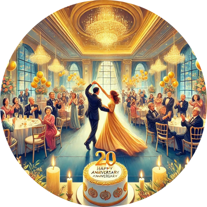 Tanzendes Hochzeitspaar auf einer Hochzeitsfeier, 20. Hochzeitstag. – märchenhafte Szene