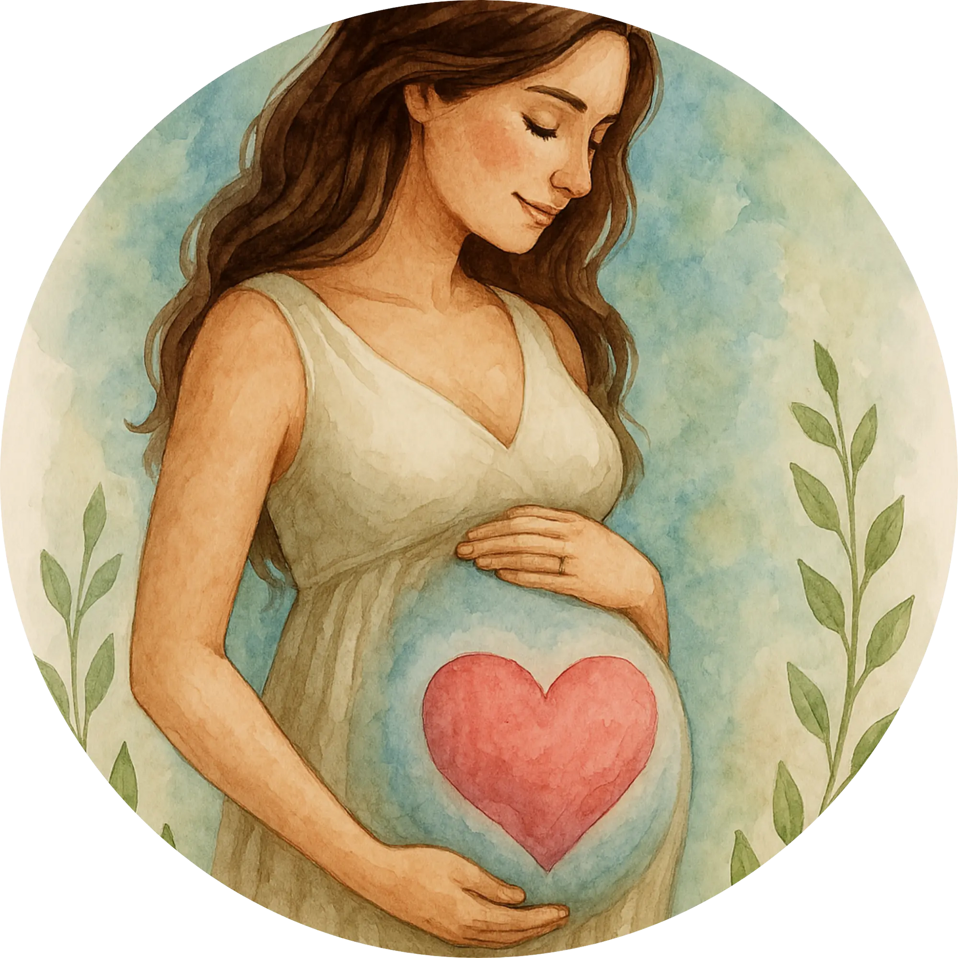 Schwangere Frau mit Blumenhintergrund – liebevolles Design zur Babyparty